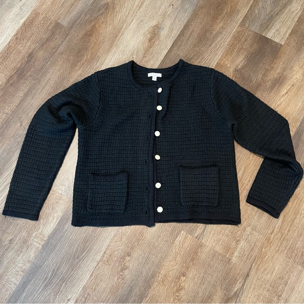 LC Lauren Conrad Black Cardigan with Cream Buttons